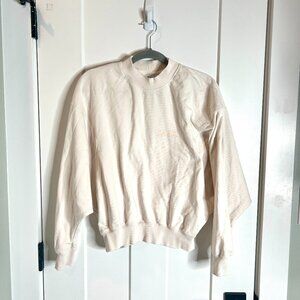 BALR. Cream Crew Neck Pullover Sweatshirt Long Sleeve Batwing Sleeve Slouchy M